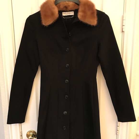 Dolce & Gabbana Jackets & Blazers - Dolce Gabbana black coat with mink collar